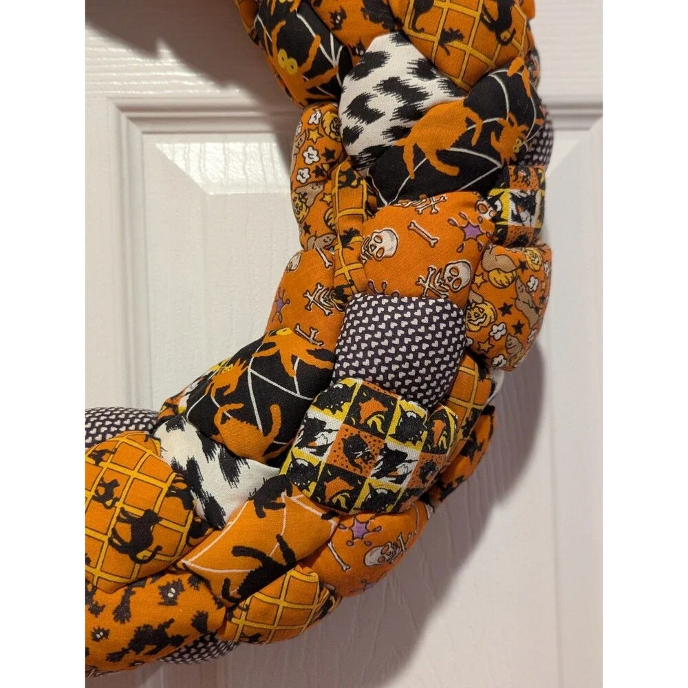 Spooky Halloween Braided Fabric Wreath 16